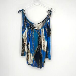 Vtg Cache Top Womens XS Chainlink Mob Wife Y2K‎ Old Money Cold Shoulder
